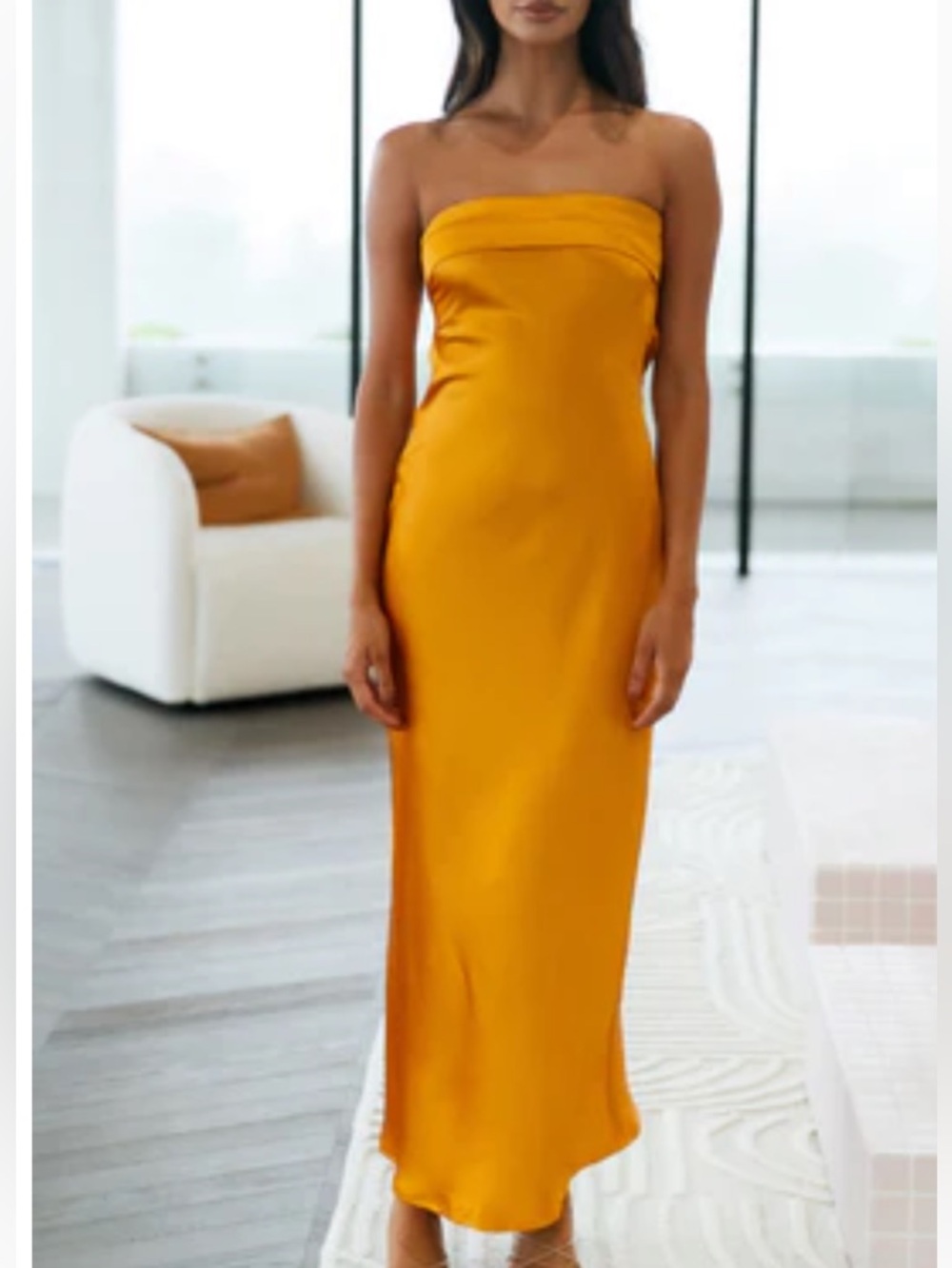 Gold strapless dress - Picture 2 of 7